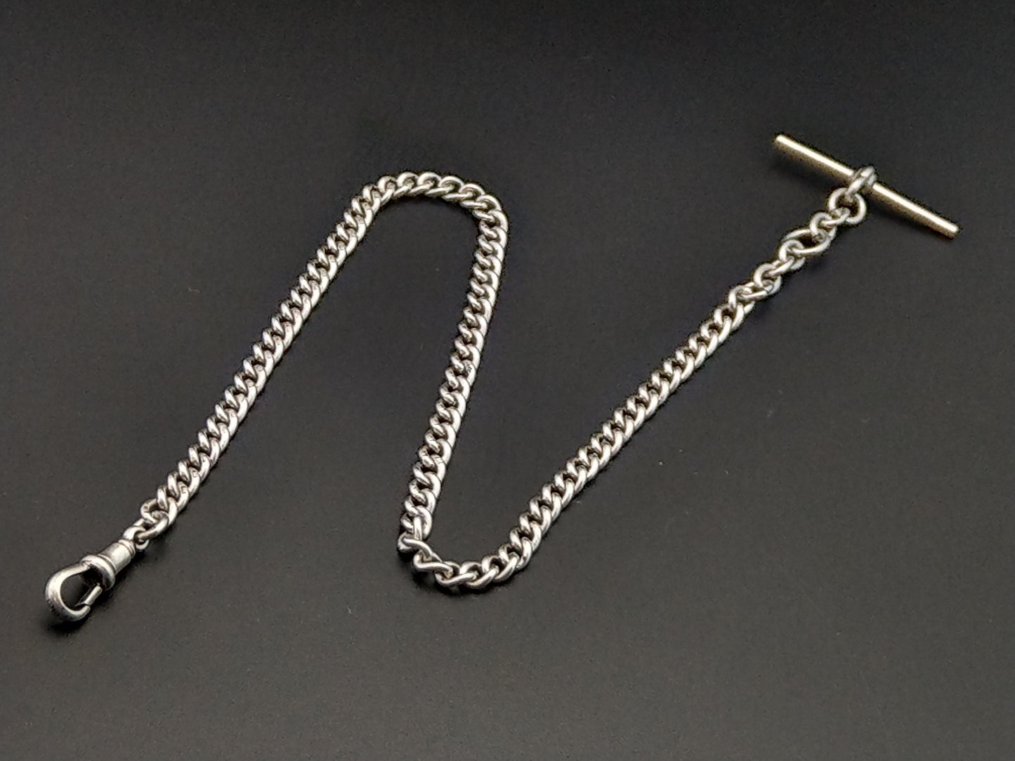 Prohibition Gems - Sterling Silver Single Albert chain Briton &amp; sons 1937