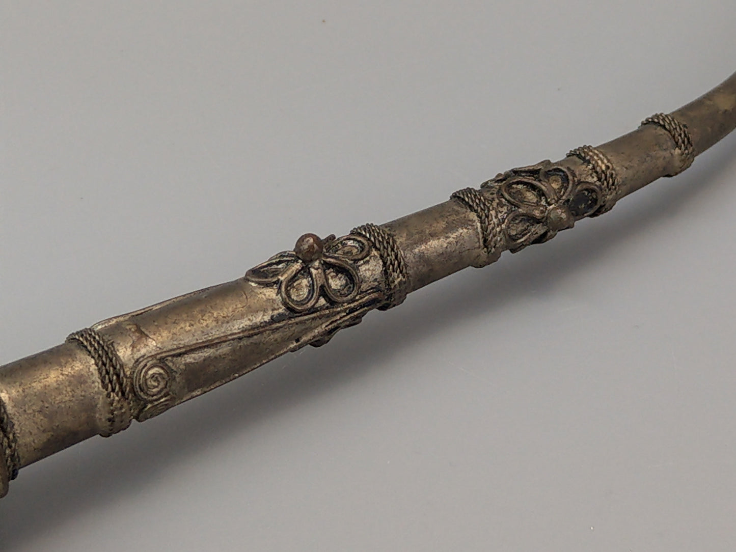 Antique Oriental Metal Peacock shaped Pipe c1900 opium pipe