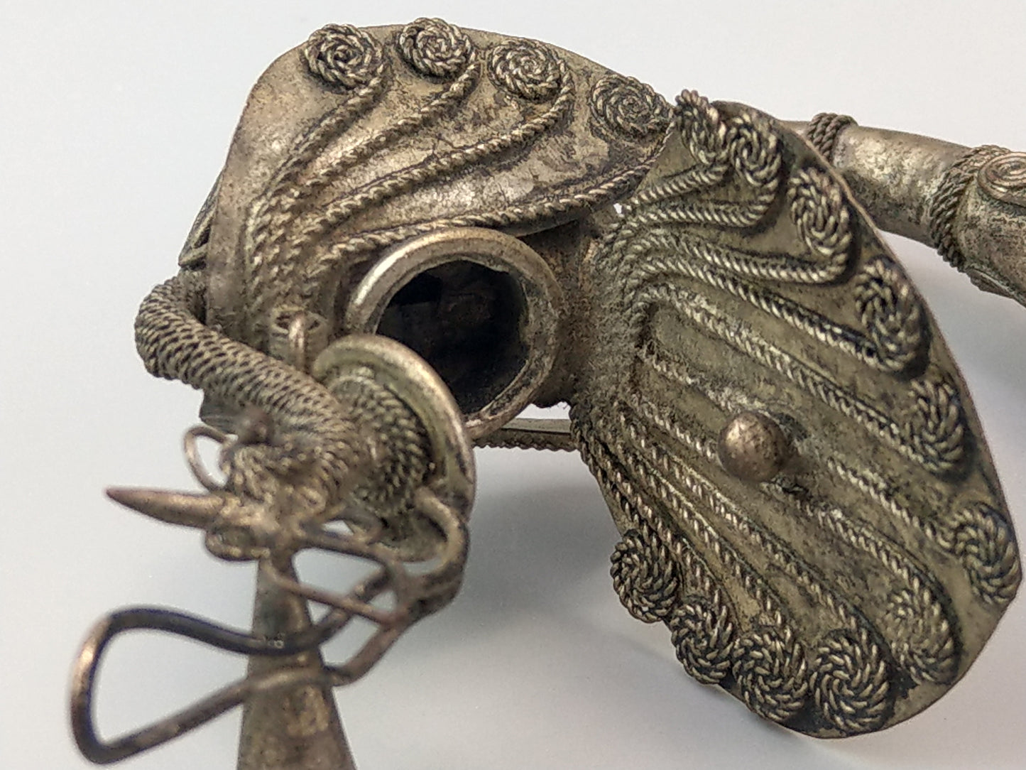 Antique Oriental Metal Peacock shaped Pipe c1900 opium pipe