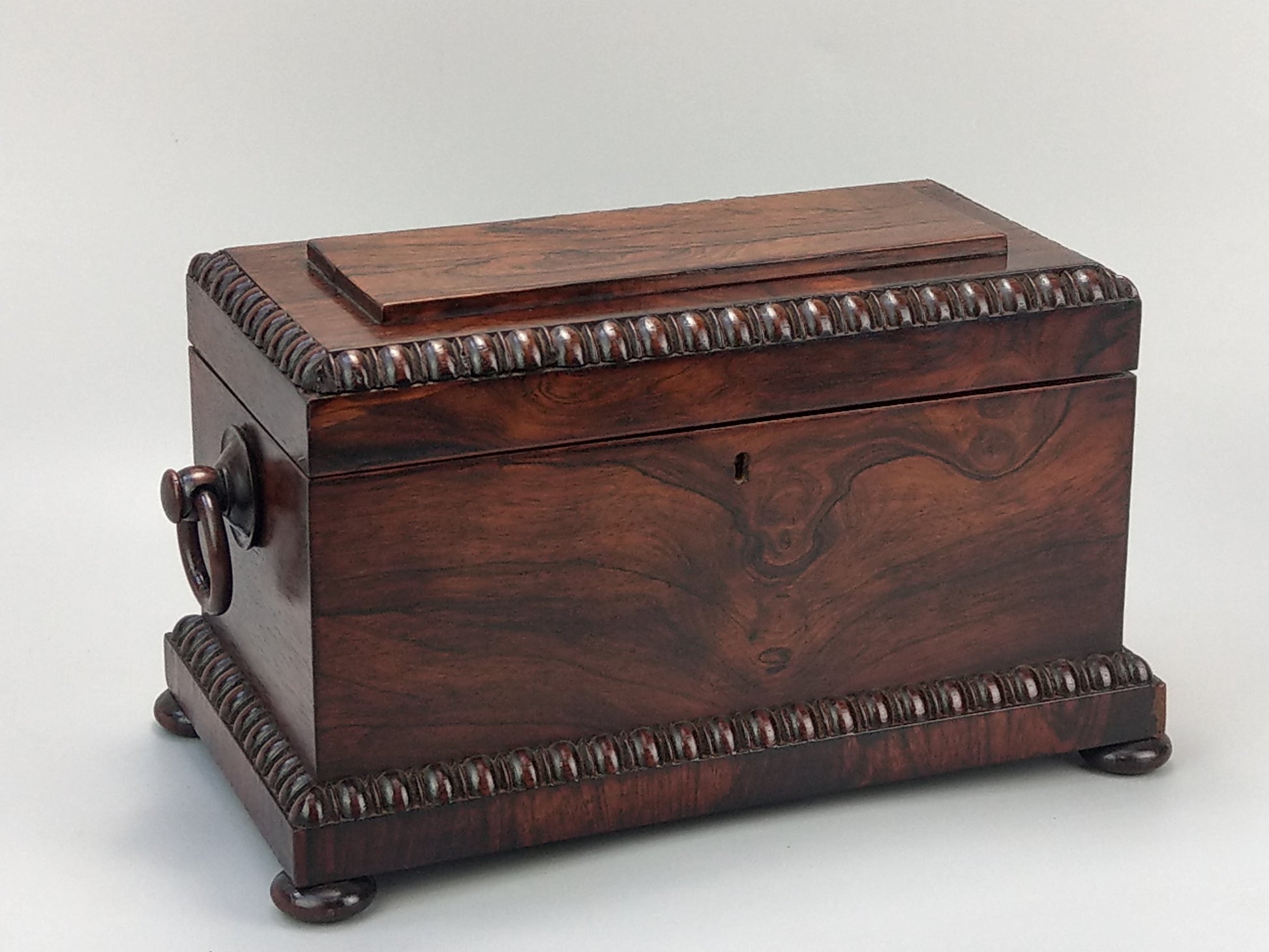 Prohibition Gems - Large Victorian rosewood tea caddy chest with handles