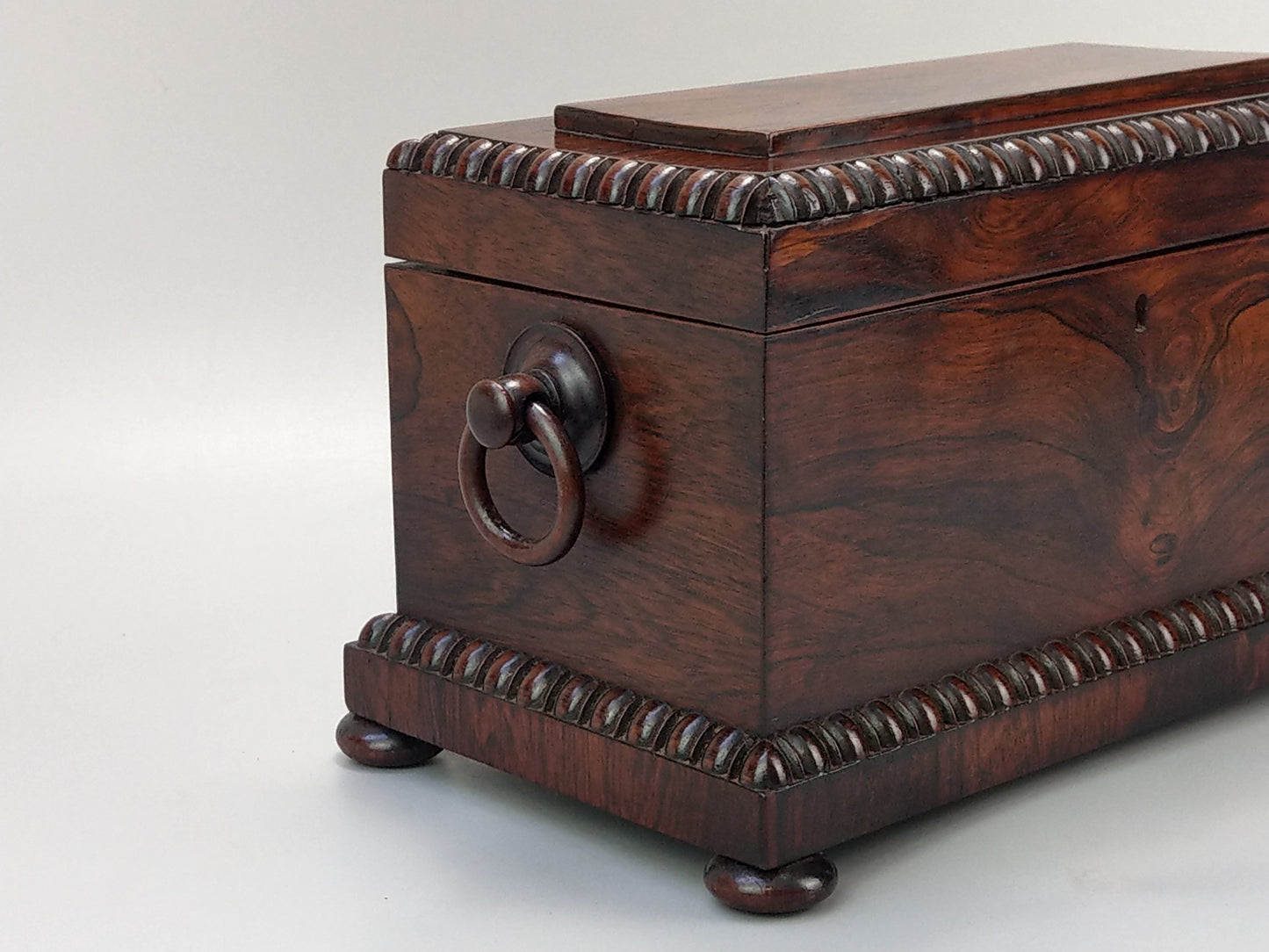 Large Victorian rosewood tea caddy chest with handles