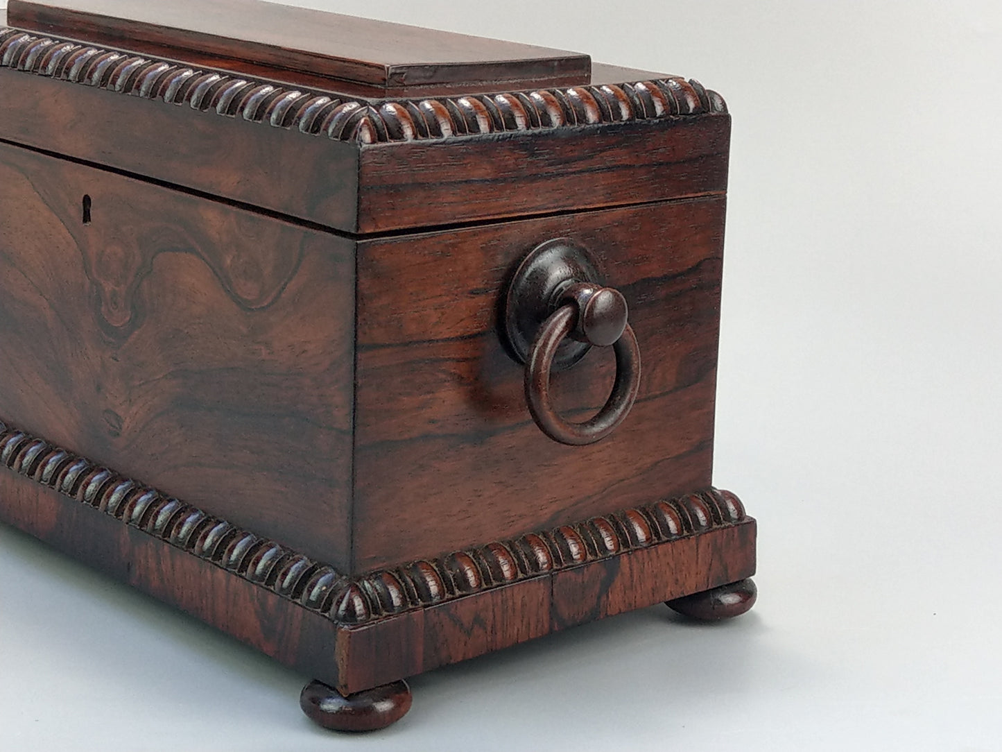 Large Victorian rosewood tea caddy chest with handles