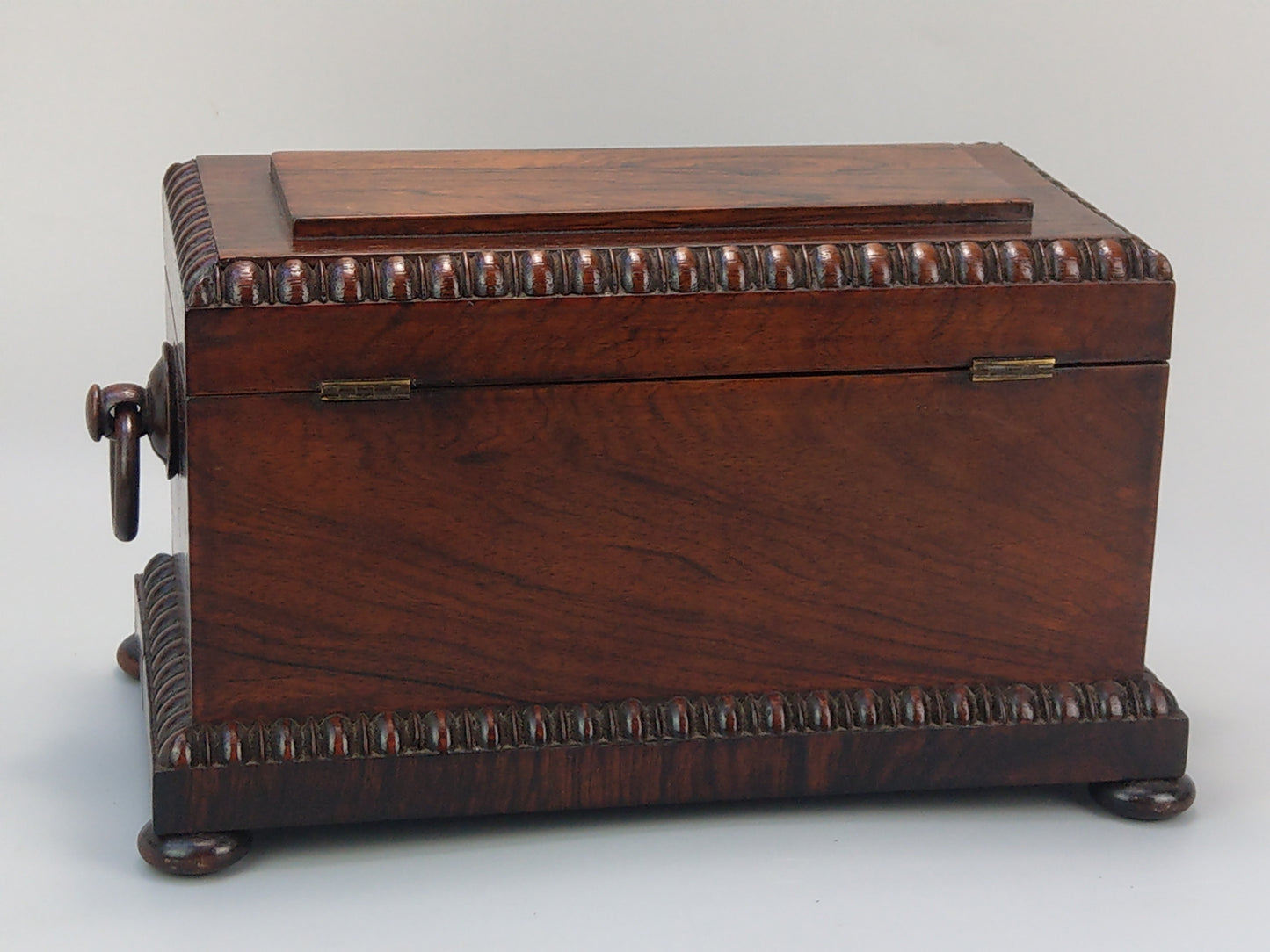 Large Victorian rosewood tea caddy chest with handles