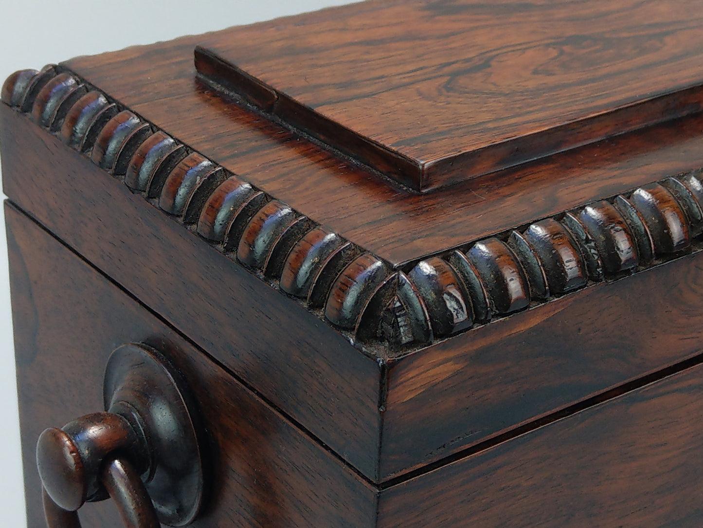 Large Victorian rosewood tea caddy chest with handles