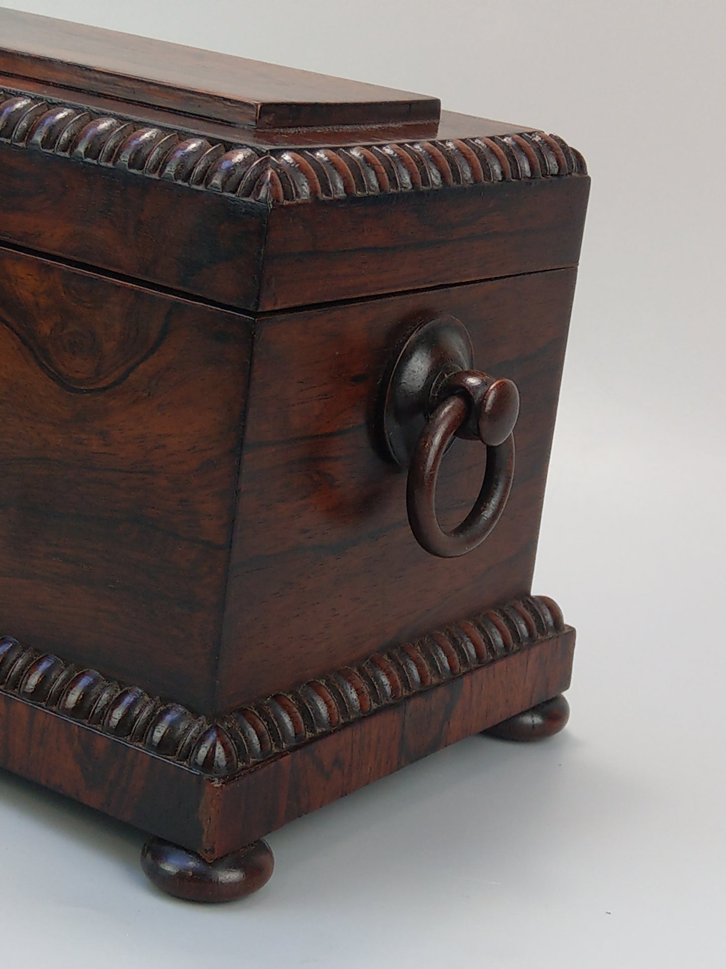 Large Victorian rosewood tea caddy chest with handles