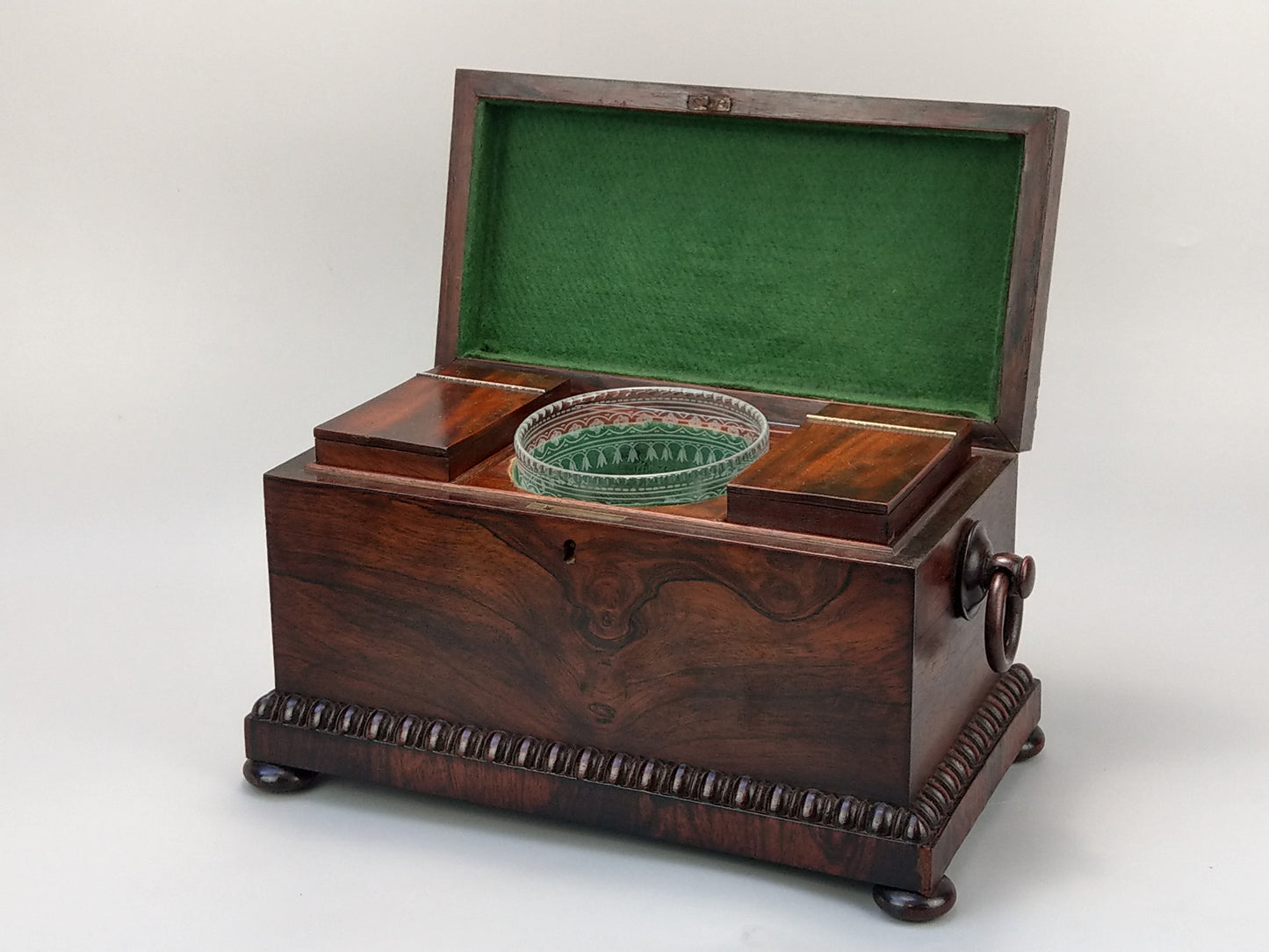 Large Victorian rosewood tea caddy chest with handles