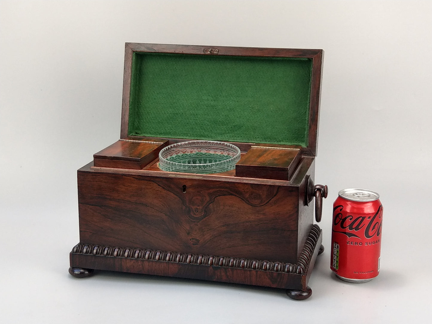 Large Victorian rosewood tea caddy chest with handles