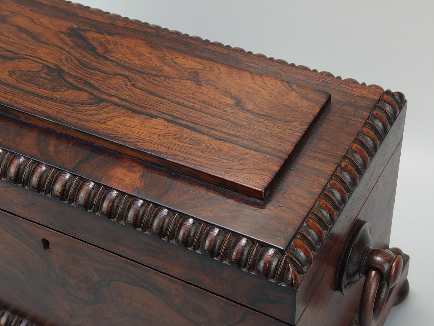 Large Victorian rosewood tea caddy chest with handles