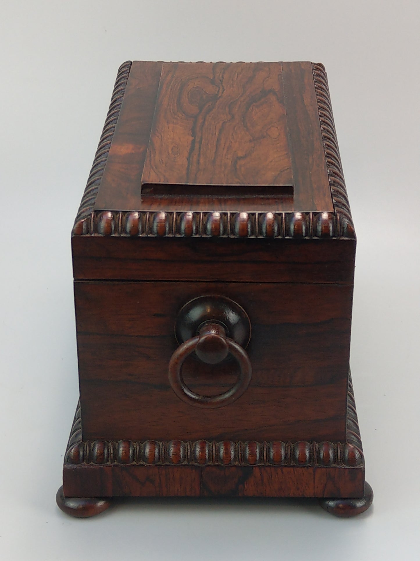 Large Victorian rosewood tea caddy chest with handles