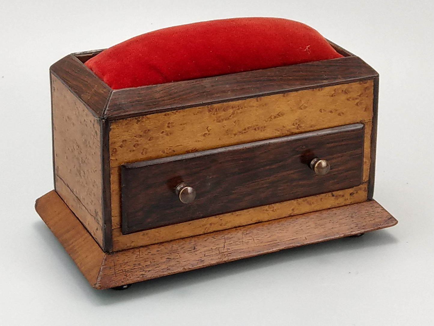 Desktop Victorian pincushion box with drawer