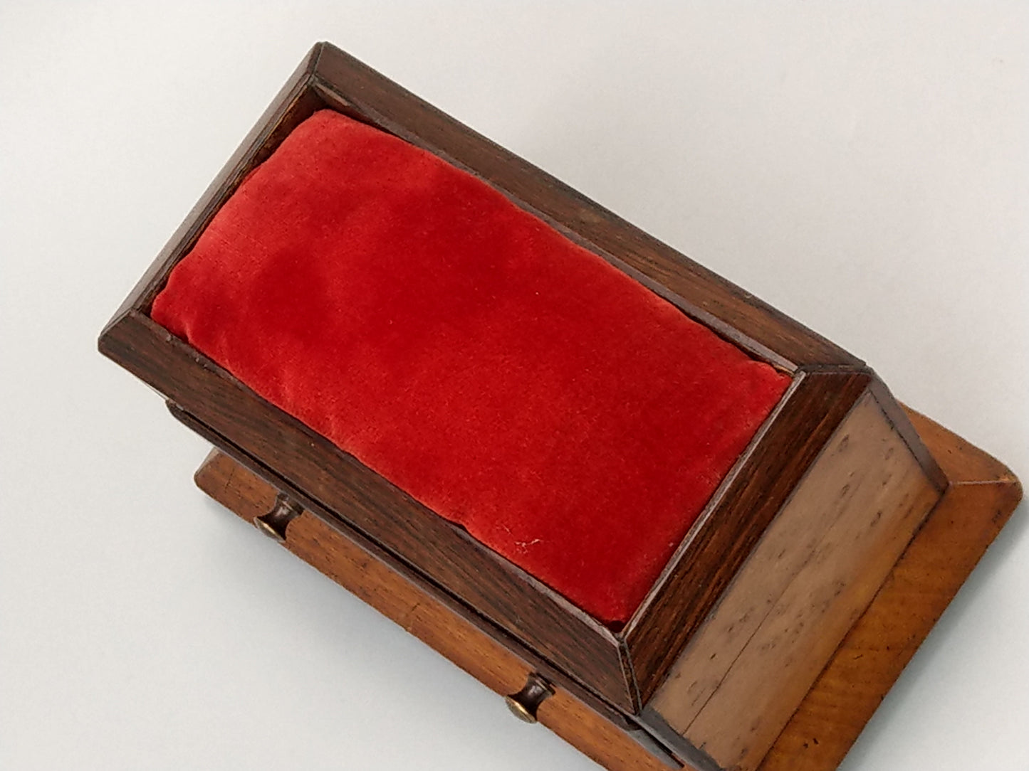 Desktop Victorian pincushion box with drawer