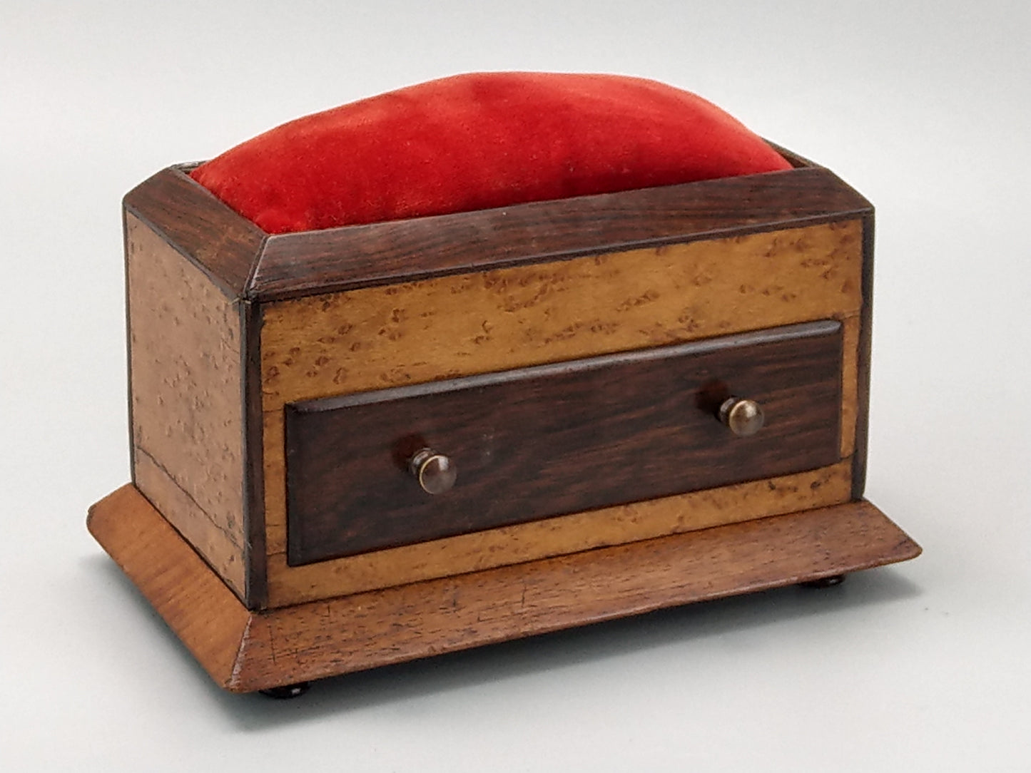 Desktop Victorian pincushion box with drawer