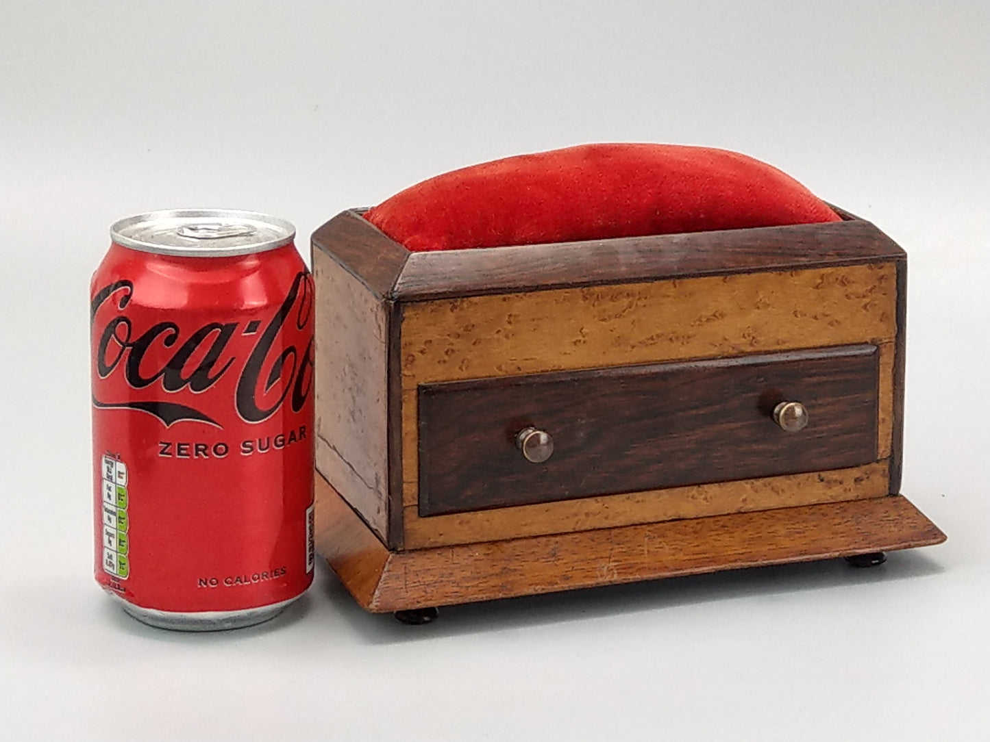 Desktop Victorian pincushion box with drawer