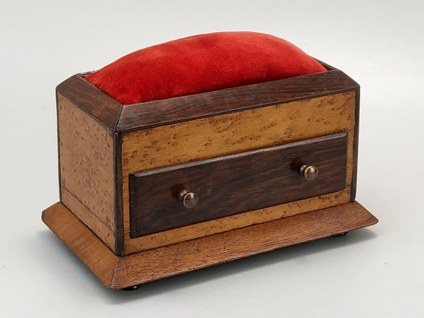 Desktop Victorian pincushion box with drawer