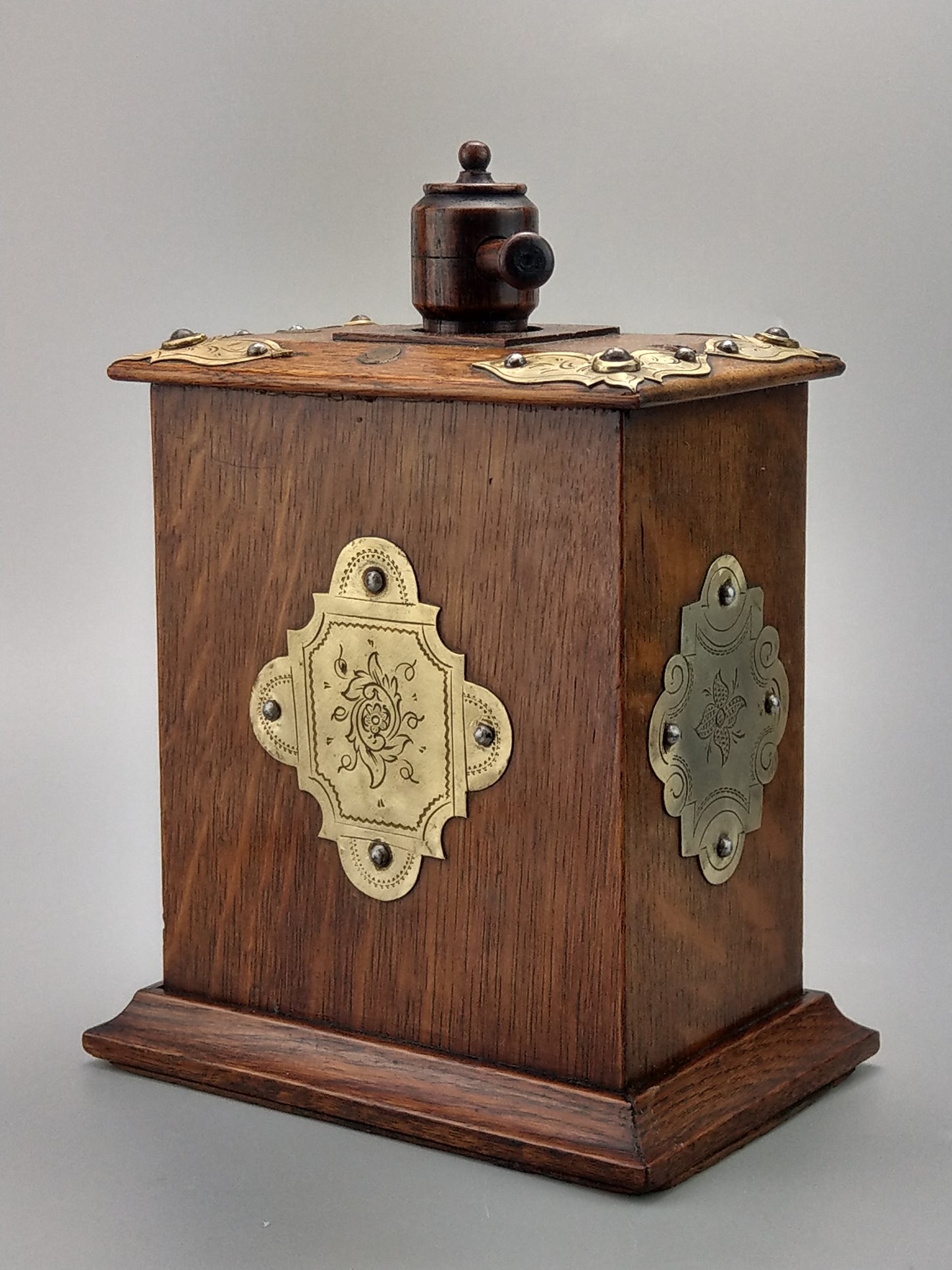 Victorian playing card press oak with brass fastenings