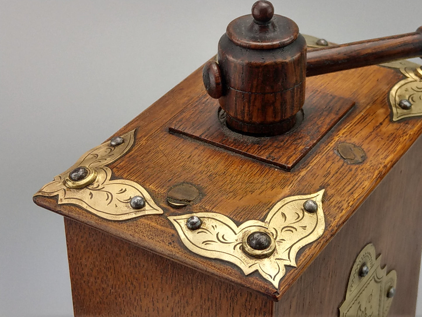 Victorian playing card press oak with brass fastenings