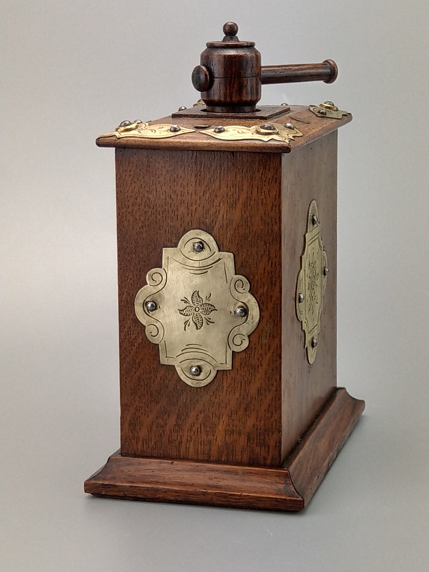 Victorian playing card press oak with brass fastenings