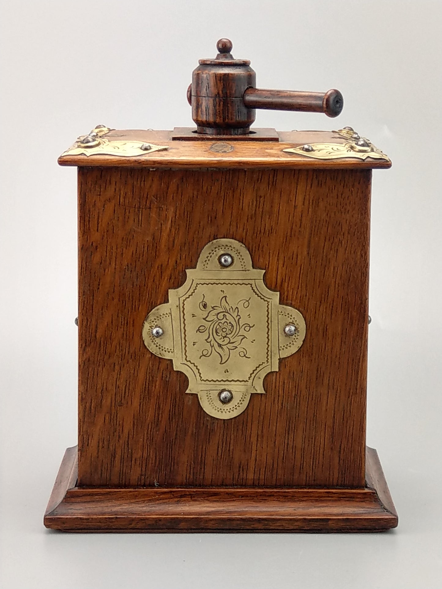 Victorian playing card press oak with brass fastenings