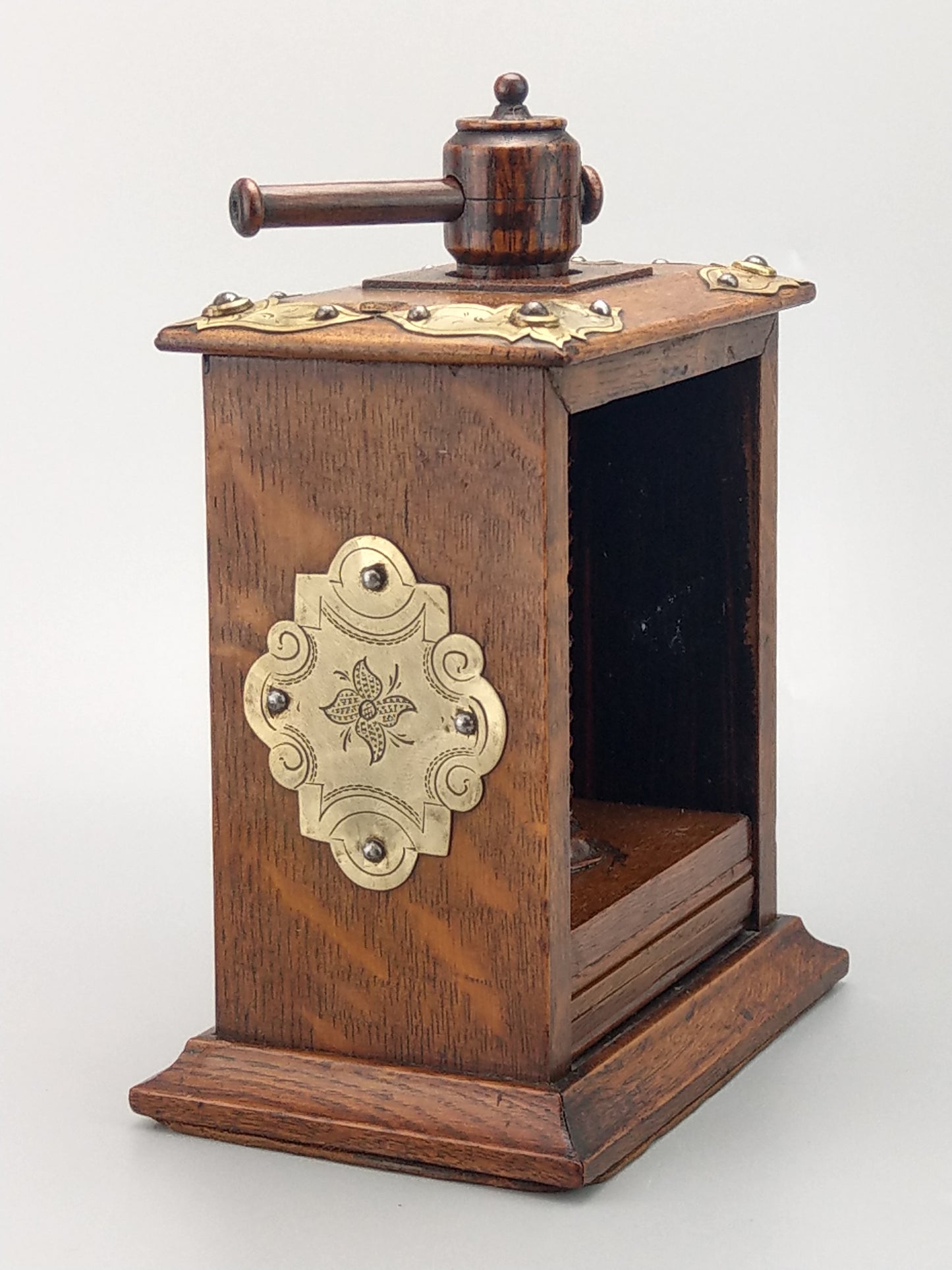 Victorian playing card press oak with brass fastenings