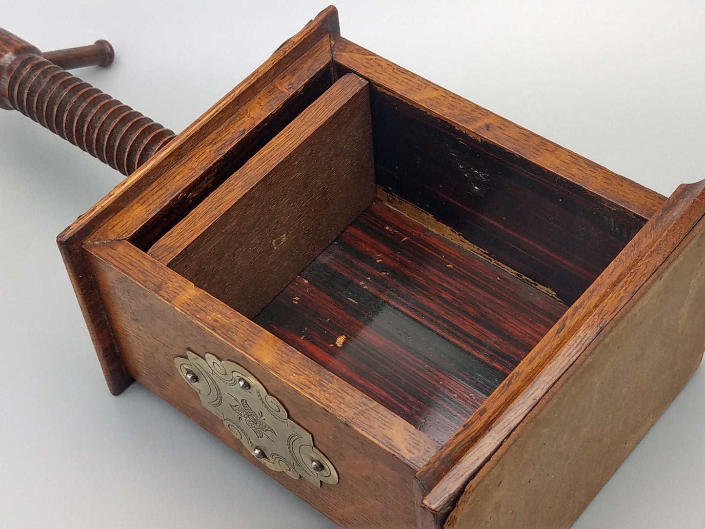 Victorian playing card press oak with brass fastenings