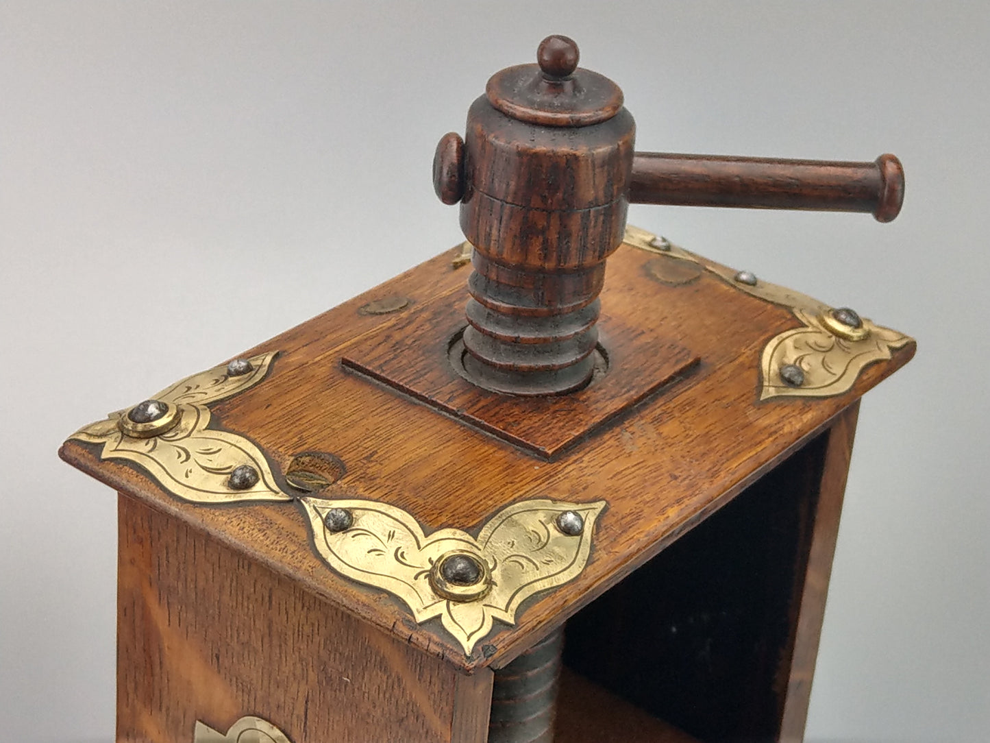 Victorian playing card press oak with brass fastenings