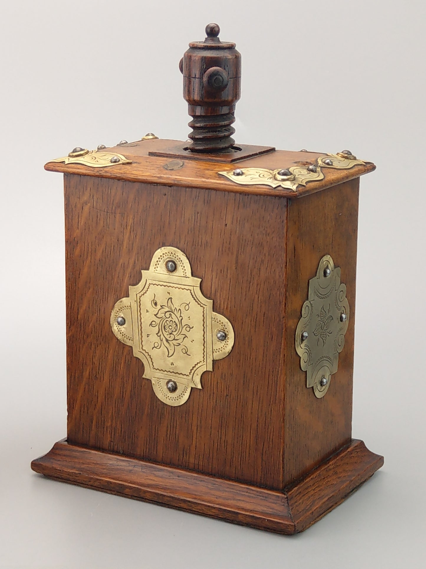 Victorian playing card press oak with brass fastenings