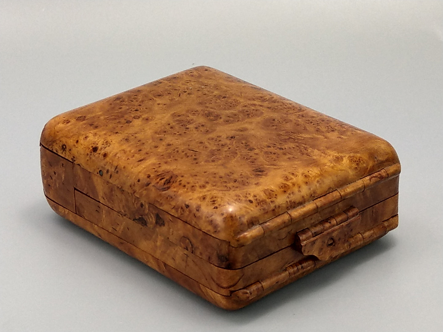 Karelian Birch Large 4 section cigarette box with match holder