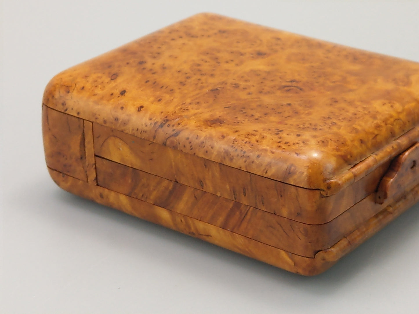 Karelian Birch Large 4 section cigarette box with match holder