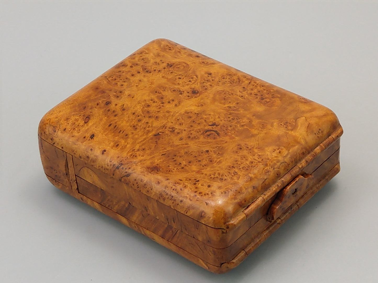 Karelian Birch Large 4 section cigarette box with match holder