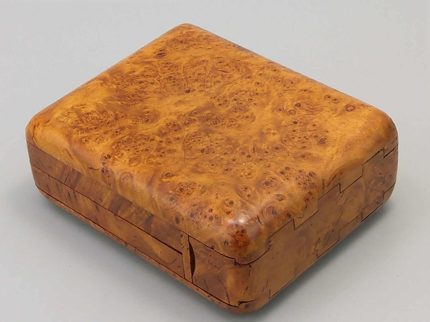 Karelian Birch Large 4 section cigarette box with match holder