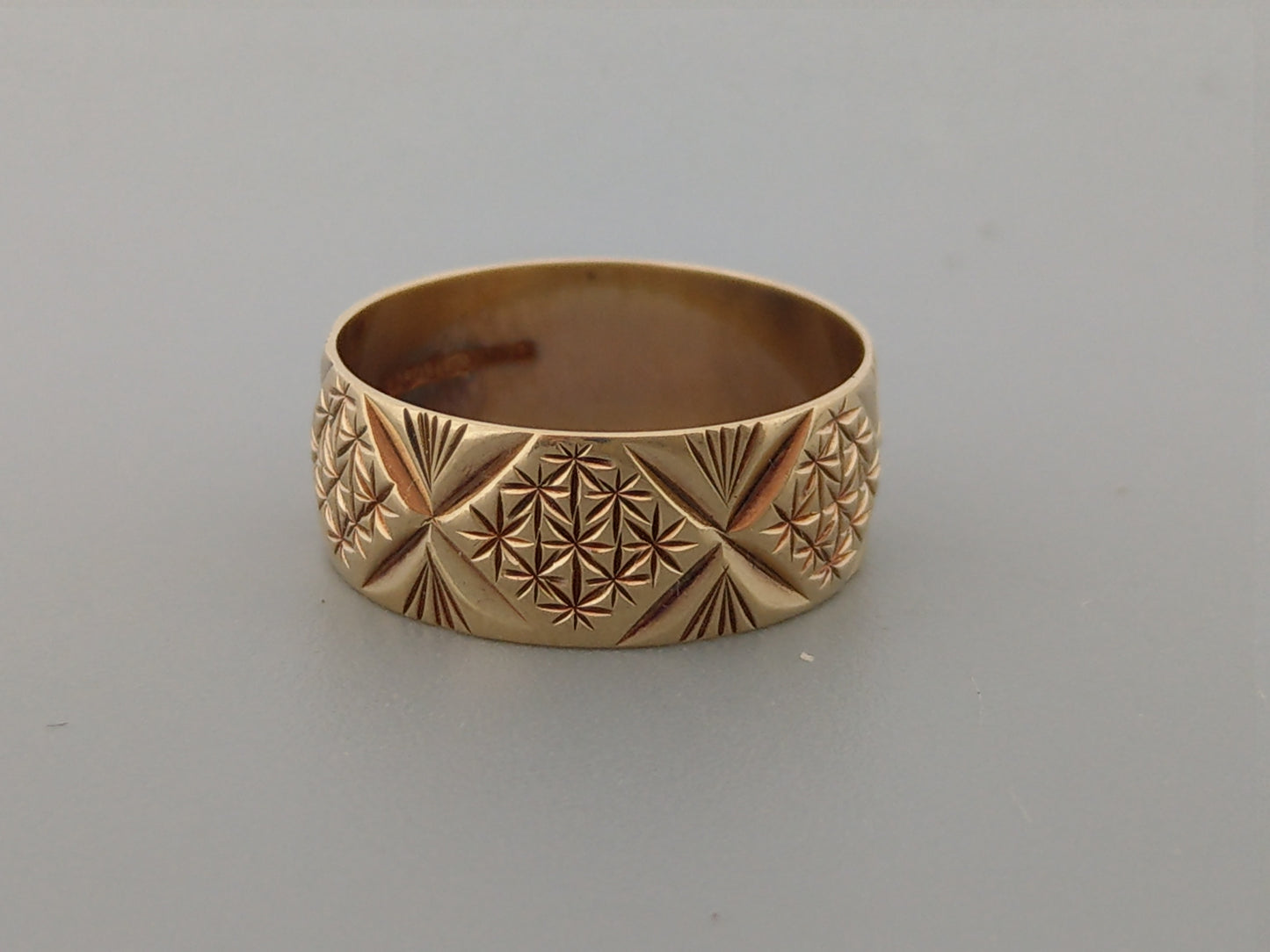 9ct Gold Ladies Bright Cut Thick Cigar Band ring by Berker Brothers