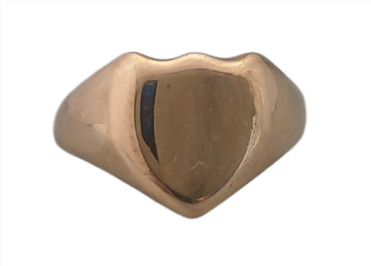 Large Shield shaped 9ct gold Ladies signet ring by William Greenwood & Sons c1930