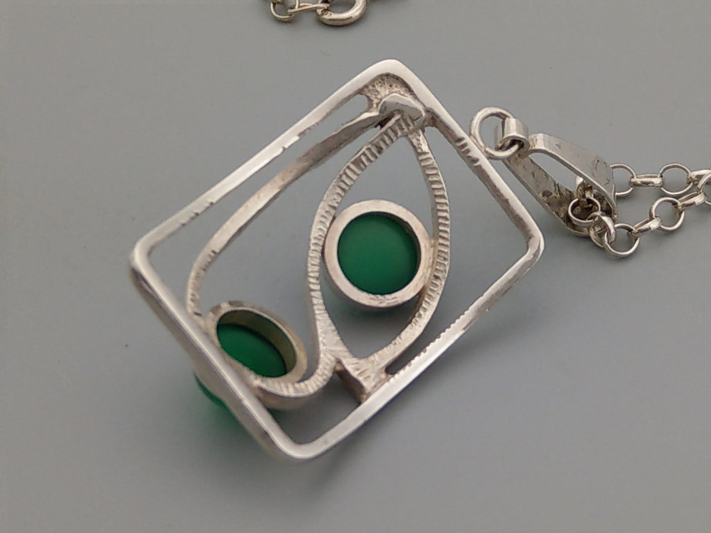 Arts and craft German Silver Pendant with Chrysoprase