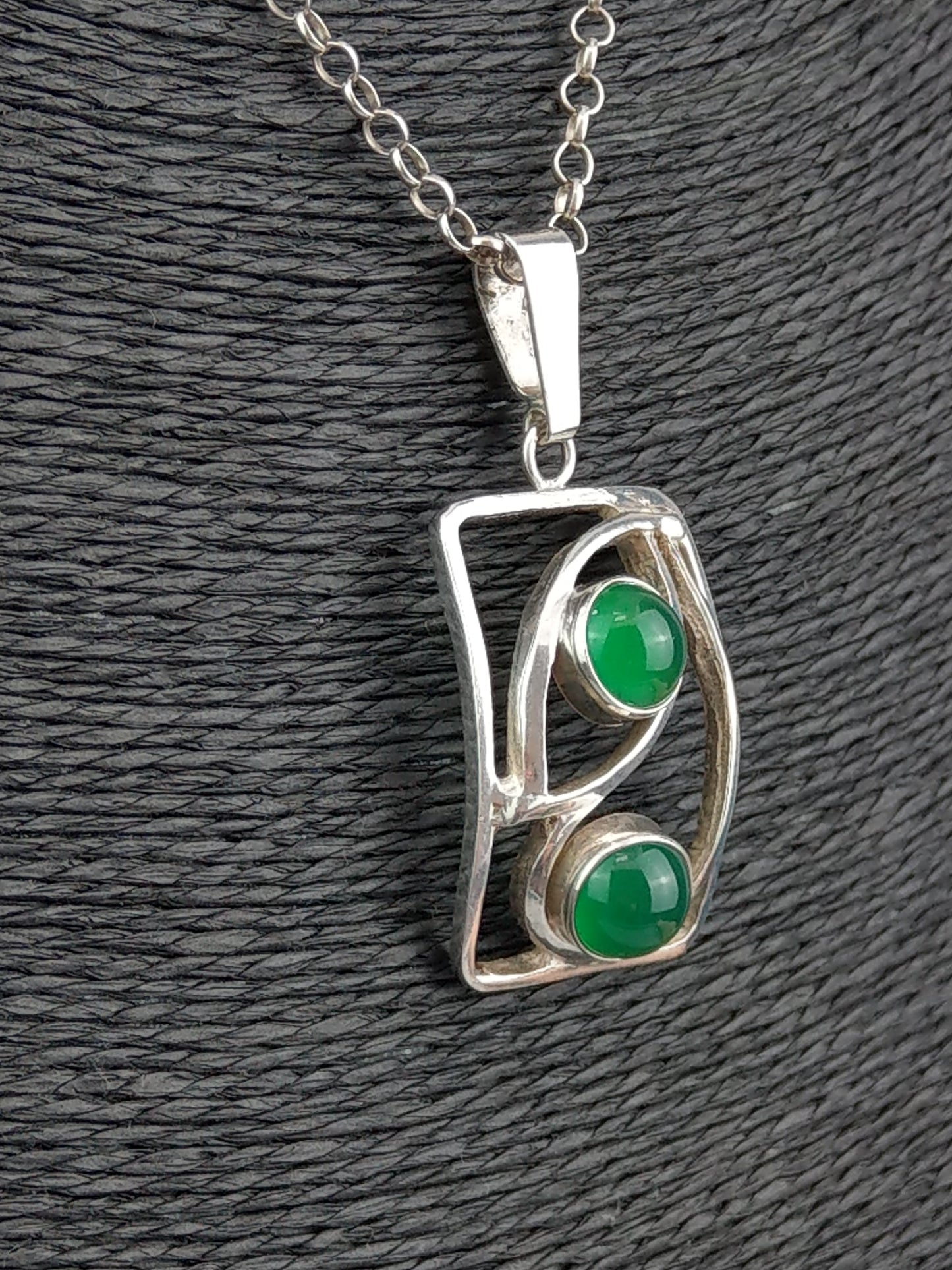 Arts and craft German Silver Pendant with Chrysoprase