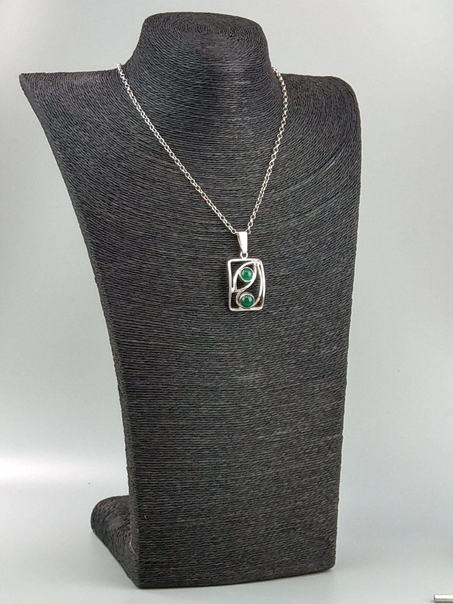 Arts and craft German Silver Pendant with Chrysoprase