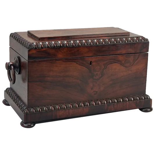 Large Victorian rosewood tea caddy chest with handles