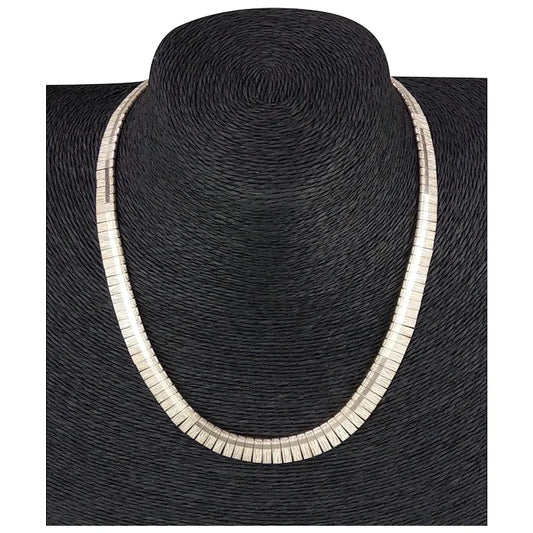 Vintage Silver Sterling Designer Fringe Link Necklace with a diamond cut pattern Cleopatra Style