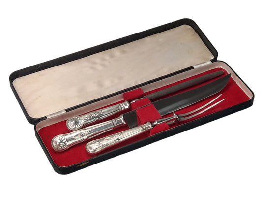 Large Carving set silver plated with King Pattern 