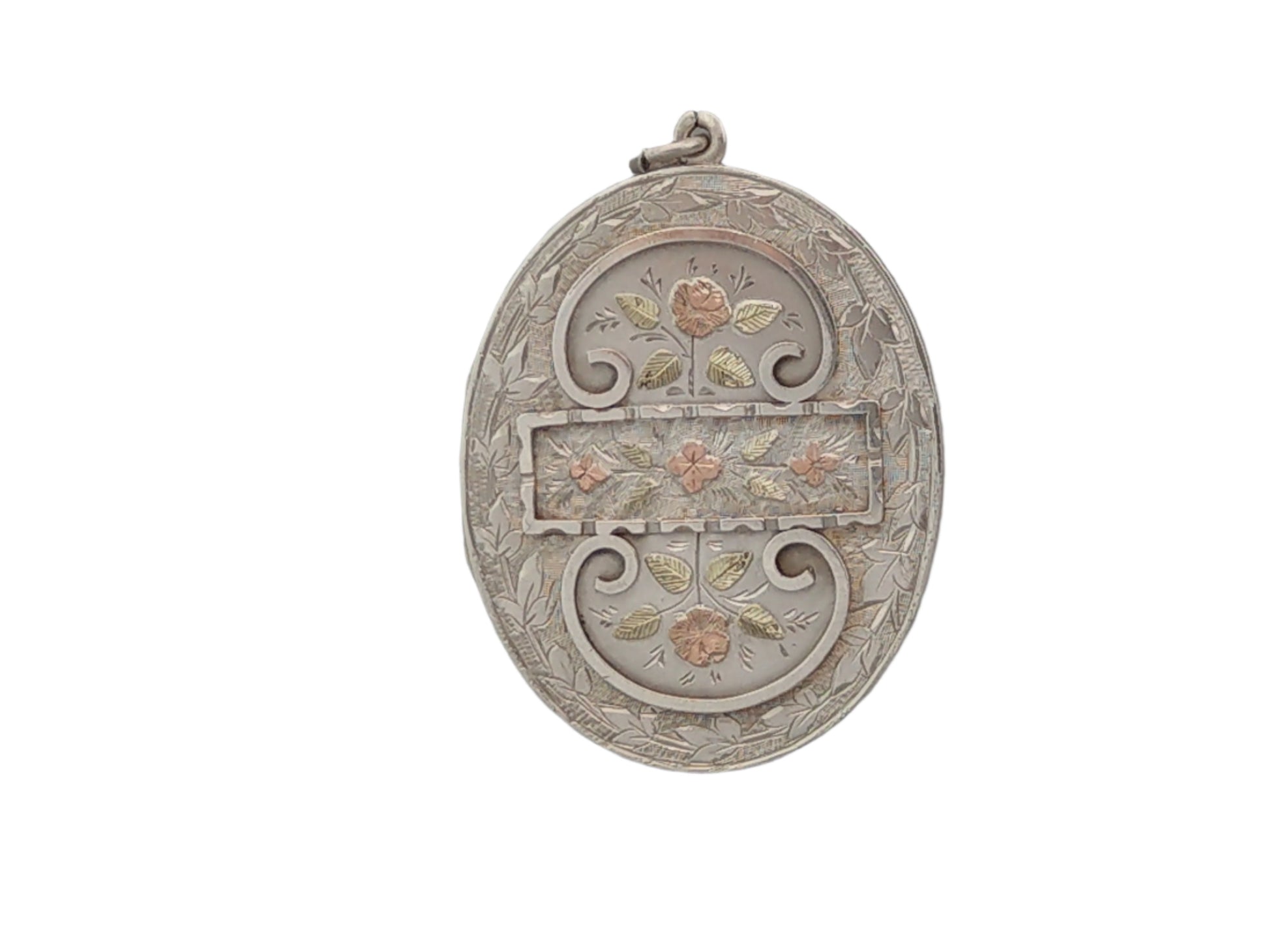 Victorian Oval Locket with Gold-Applied Flowers