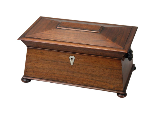 Victorian Wood Tea caddy chest with handles 