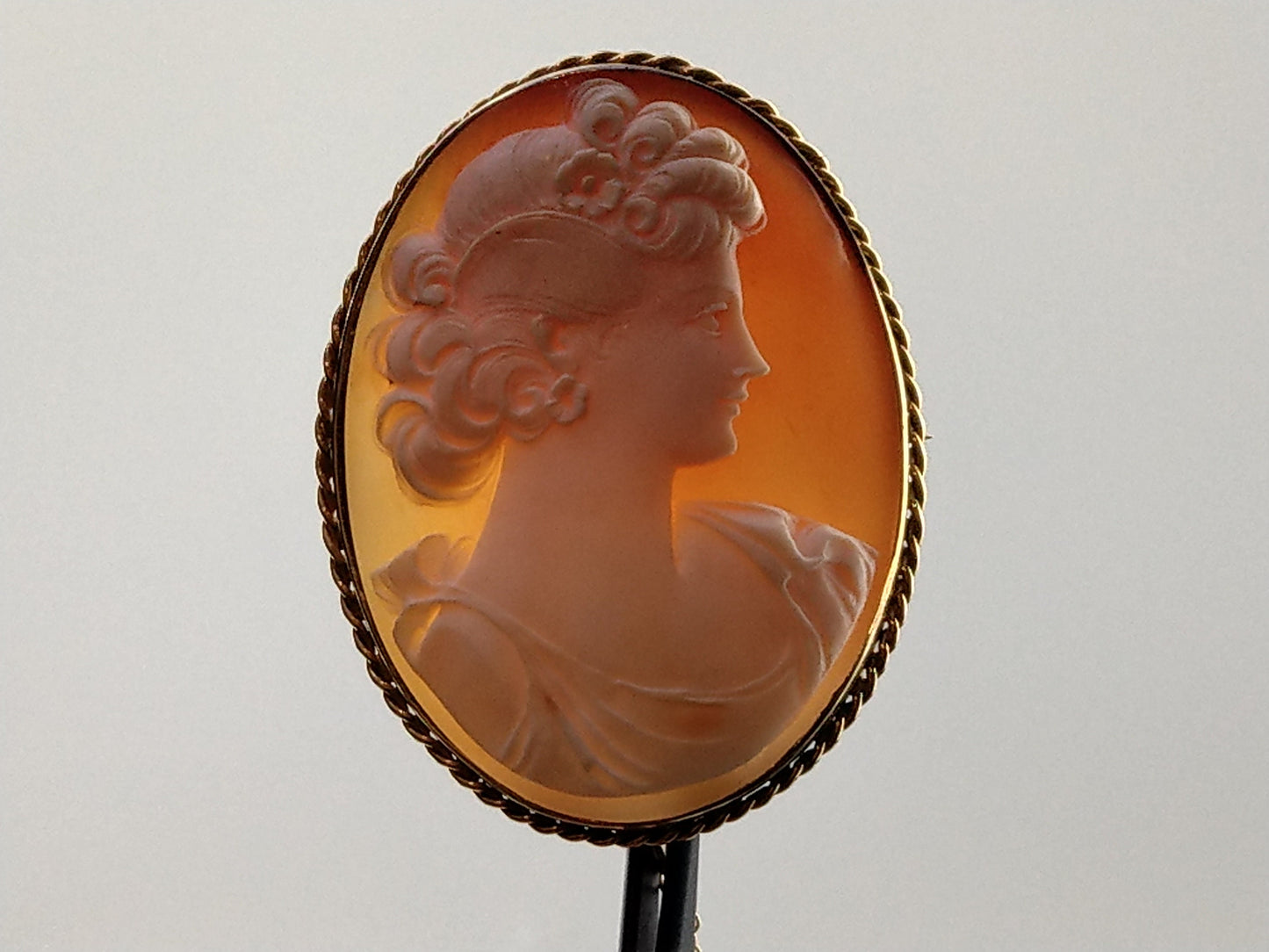 Victorian Large Shell Cameo Brooch set in rolled gold