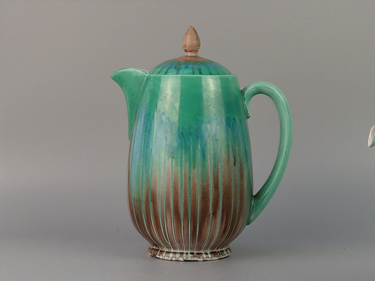 Mint green Coffee pot drip glaze by Shelley Harmony ware pattern 8829