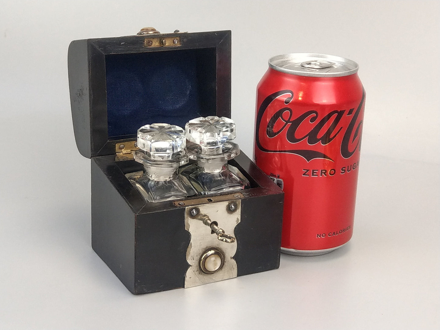 French ebony scent bottles in casket box