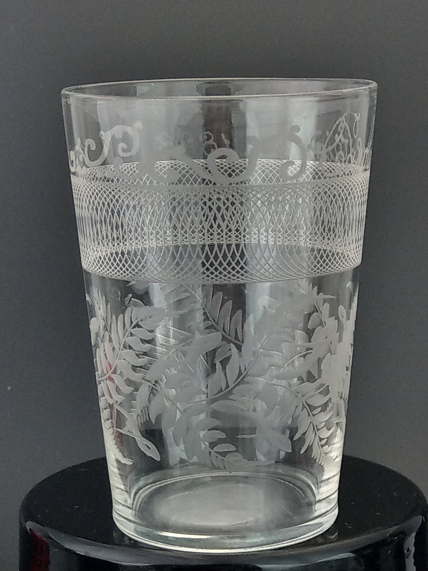 Victorian wedding etched glasses beakers  Caroline & Thomas Richards dated 1898