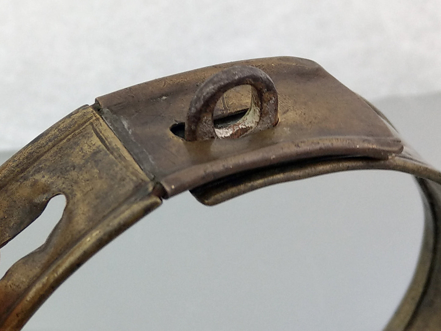 Early English sheet brass dog collar, late 18th century, engraved H. Hall Newark