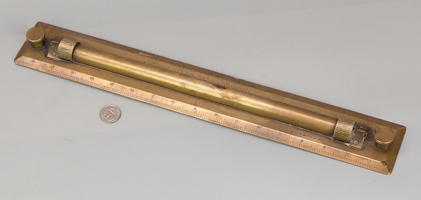 Antique Royal Navy Brass Rolling Ruler by George Lee & Son, The Hard, Portsmouth